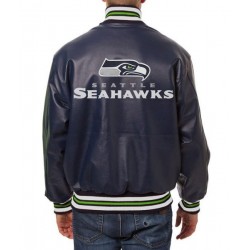 Seattle Seahawks Varsity Navy Blue Leather Jacket